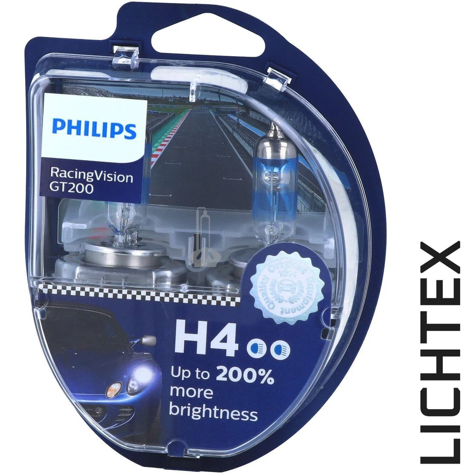 H4 Philips RacingVision GT200 Halogen Headlight Lamp NEW - Image 1 of 1