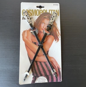 Vintage Cosmopolitan Hair Sticks 1999 NIP Black and Silver 90s Hair Accessory - Picture 1 of 5