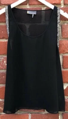 I Jeans By Buffalo Womens Sz S Small Sheer Tank Sequined Armholes Black - Image 1 of 4