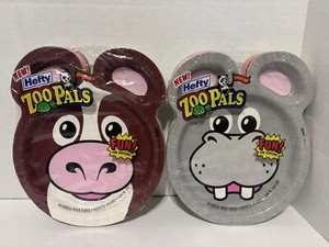 Lot Of 2 Vtg Vintage Hefty Zoo Pals 24 Coated Paper Plates Assorted Design 2001 - Picture 1 of 8