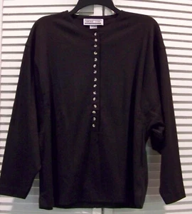 CAMISA TOP DE MUJER MANGA LARGA NEGRA CON BOTONES - GRANDE - Imagen 1 de 1