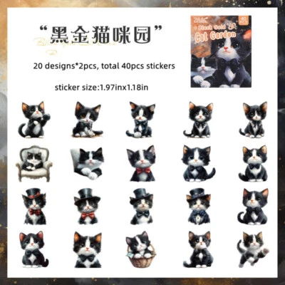 40Pcs Kawaii Cats Transparent Stickers Journal Planner Seal Decorative Sticker - Image 1 of 4