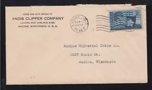 USA 1946 ADVERTISING COVER ANDIS CLIPPER CO RACINE WI - Picture 1 of 1