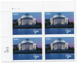 US Scott #3647 Jefferson Memorial Plate Block Of 4 Stamps - MNH (UL) #2 - Picture 1 of 1