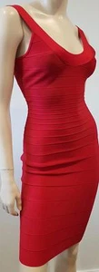 HERVE LEGER Lipstick Red SADIE Fitted Stretch Sleeveless Bandage Bodycon Dress S - Bild 1 von 11