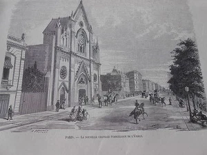 Gravure 1874 - Paris La nouvelle chapelle écangélique de l'Etoile - Picture 1 of 1
