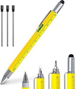 6-in-1 Multifunktions-Kugelschreiber – Touchpen, Wasserwaage, Lineal, Schrauber - Bild 1 von 6