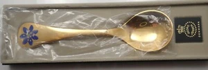 Sterling & Emaille GEORG JENSEN Jahresblumenlöffel 1986 Box Papiere BLAUE ANEMONE - Bild 1 von 6