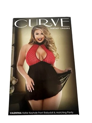 Curve Fantasy Lingerie Valentina Halter Keyhole Front Babydoll & Matching Panty - Image 1 of 4