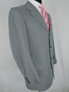 Vtg Oxxford Clothes Blazer Mens 40L Solid Gray 3 Button Wool Sport Coat Jacket - Picture 1 of 16