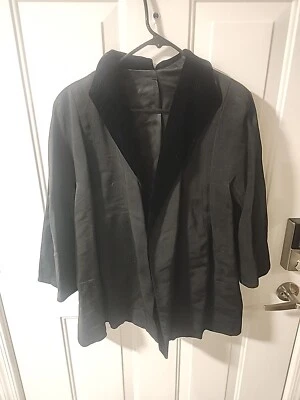 Cárdigan negro de pana con capucha de terciopelo para mujer talla L chaqueta manga 3/4 Foto 1 de 4