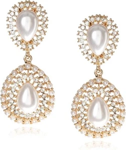 Kenneth Jay Lane, Gold, Crystal and Pearl Cabochon Clip Earring - Bild 1 von 8