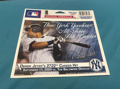 Derek Jeter N.Y Yankees 5x6 All Time Hits Leader Removable Reusable Decal MLB - Image 1 of 2