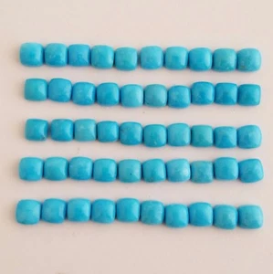 10 Square Shaped 100% Natural Arizona Turquoise Cabochons 4mm - Picture 1 of 6