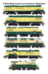 Locomotoras de líneas de lectura amarillas y verdes 6 imanes Andy Fletcher - Imagen 1 de 1