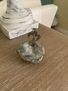 Vtg Pewter Figurine End Of The Trail On Amethyst - Picture 1 of 6