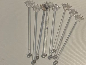 Crown Casino Swizzle Sticks Vintage Cocktail Drinks Bar Set Of 8 Reusable - Picture 1 of 3