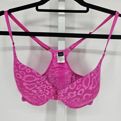 Sujetador Camiseta Sujetador Vintage Y2K Rampage Intimates Talla 34D Cierre Frontal Rosa Leopardo Encaje Foto 1 de 4