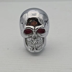 VINTAGE SOLID CHROME SKULL WITH RED EYES SHIFTER KNOB-HOT ROD/CUSTOM (L) - Bild 1 von 2