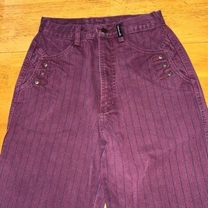 Pantalones de mezclilla vintage Rocky Mountain Rockies para mujer talla 26/3 a rayas granate trasero - Imagen 1 de 8