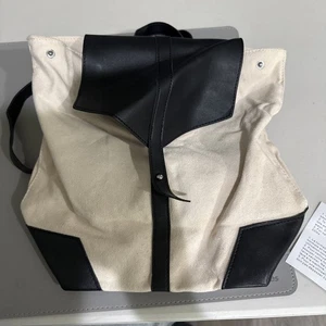Mochila Deux Lux para mujer beige/negro Demi bolso de lona correas de cuero vegano - Imagen 1 de 6
