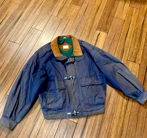 Vintg. MARC NEW YORk Mens Faded Blue Jacket Oil Canvas XL Zip Up Latch Distressd - Picture 1 of 14