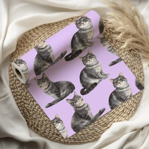 Grey Tabby Cat Design Wrapping Paper Sheet Kids Adults Present Gift Wrap W101 - Picture 1 of 16