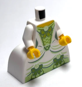 Lego - Minifigur Torso / Beine - weiß grün, Kleid / Rock, weiblich, Bänder - Bild 1 von 2