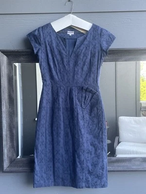 Brora Cotton Dress Scottish Blue On Blue Size 8 - Image 1 of 4