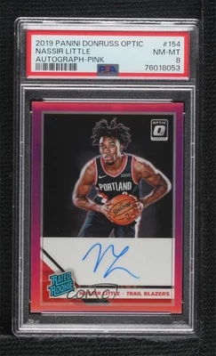 2019 Donruss Optic Pink Prizm Signatures /25 Nassir Little PSA 8 Rookie Auto RC - Image 1 of 2