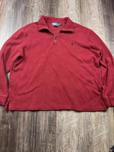Polo Ralph Lauren Suéter Para Hombres XL Rojo Pullover Cuarto Cremallera Informal Poni - Imagen 1 de 9