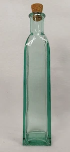 Große grüne quadratische Glasflasche Original Korken Stopfen 7"x1,5"x1,5" Vintage schneller Versand - Bild 1 von 9