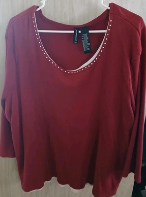 Jason Maxwell Women’s  Plus Size 5X Red Shirt Top With White Tank Top Underneath - Image 1 of 4