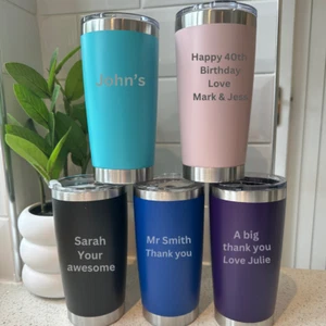 Personalised Any Message Thermos Insulated Cup Travel Mug Coffee Tea Flask - Picture 1 of 7