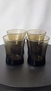 Anchor Hocking MCM Smoke Brown Hourglass 10oz. Rocks Lowball Glasses Set Of 4 - Picture 1 of 3