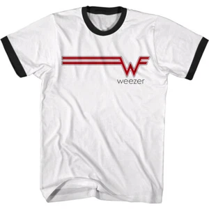 Weezer gestreiftes Logo Ringer Herren T-Shirt offizielle Band Merch Alternative Rock - Bild 1 von 3