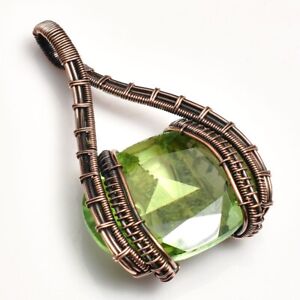 Beautiful Peridot Gemstone Handmade Copper Wire Pendant Jewelry CCP 087