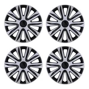 17" Silver Black Set of 4 Wheel Covers Rim HubCaps fit R17 Tire & Steel Wheels - Picture 1 of 9