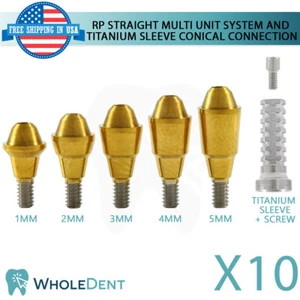 10x RP Conical Connection Straight Multi Unit Titanium Sleeve Set Dental Implant - Picture 1 of 6