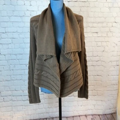 Daisy Fuentes Open Cable Knit Cardigan Mocha Brown Small - Image 1 of 4