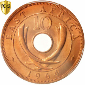 [#96567] Coin, EAST AFRICA, 10 Cents, 1964, Heaton, PCGS, MS66RD, MS(65-70), Bro