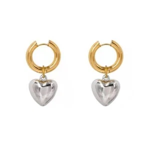 Cute Heart Love Dangle Drop Cartilage Small Huggie Hoop Earrings For Women Girls - Picture 1 of 7