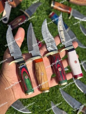 Lote de 20 CUCHILLOS DE CAZA SKINNER HECHOS A MANO ACERO DAMASCO 6 PULGADAS con funda EE. UU. Foto 1 de 4