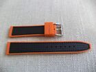 20mm Orange and Black Carbon Fibre Grain Silicone Rubber Watch Strap.