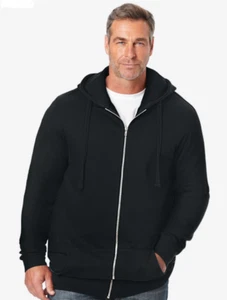 NEW MEN PLUS SIZE FLEECE ZIP FRONT HOODIE, 6XL , BLACK, BIG AND TALL - Picture 1 of 3