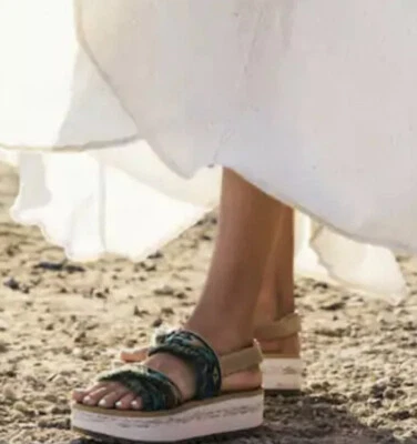 SANDALIAS MUJER TEVA PLANAS CERES DOBLE DIAMANTE AZUL VERDE AZULADO TALLA US 8 Foto 1 de 4