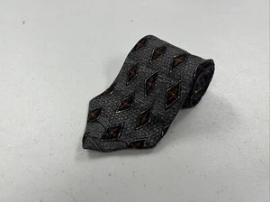 Ermernegildo Zegna Men's Gray & Orange Geometric Silk Neck Tie $295 - Picture 1 of 9