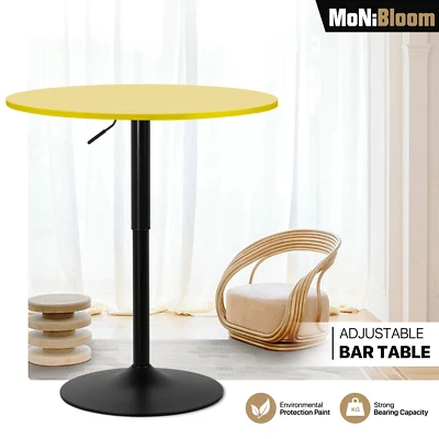 Mesa de bar ajustable de altura de mostrador mesa redonda de madera base cromada pub cocina Foto 1 de 4