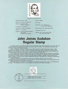 #8524 22c John James Audubon Stamp - Scott #1863 USPS Souvenir Page - Picture 1 of 1