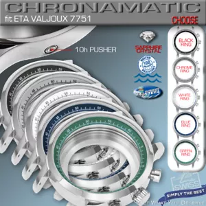 ESTUCHE RELOJ CRONOMÁTICO PARA MOVIMIENTO ETA VALJOUX 7751, ST-STEEL, 44 MM - Imagen 1 de 10